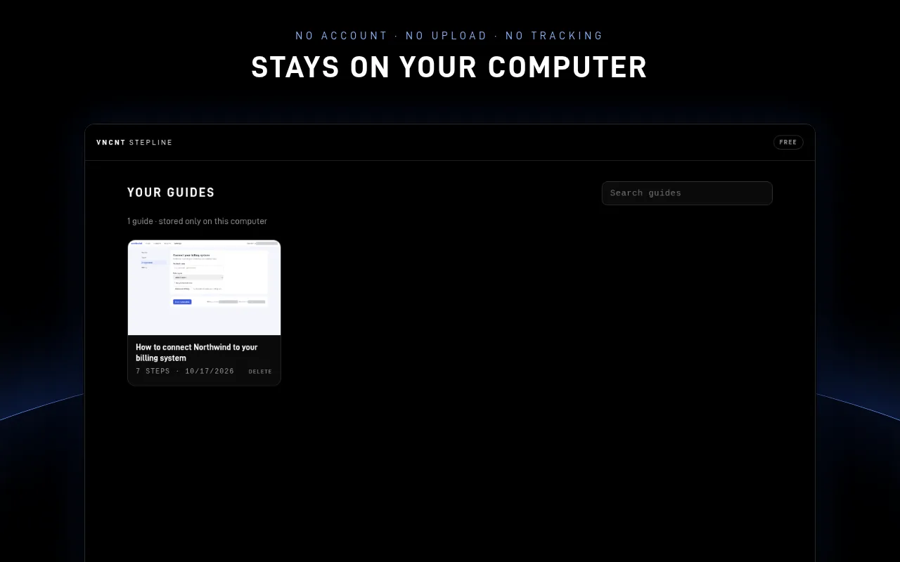 Stepline guide library stored on this computer, with no account
